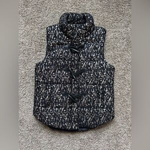 C. Luce Black Lace Over Tan Puffer Vest Size Small
